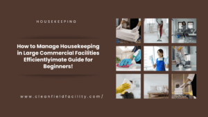 Housekeeping team cleaning the lobby of a large commercial building